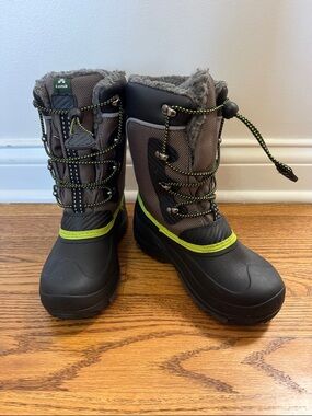 Kamik Kids Kids Gray and Lime Lace-Up Snow Boots size 2